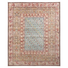Rug & Kilim - Tappeto astratto in stile Distressed con motivo rosa e blu all over