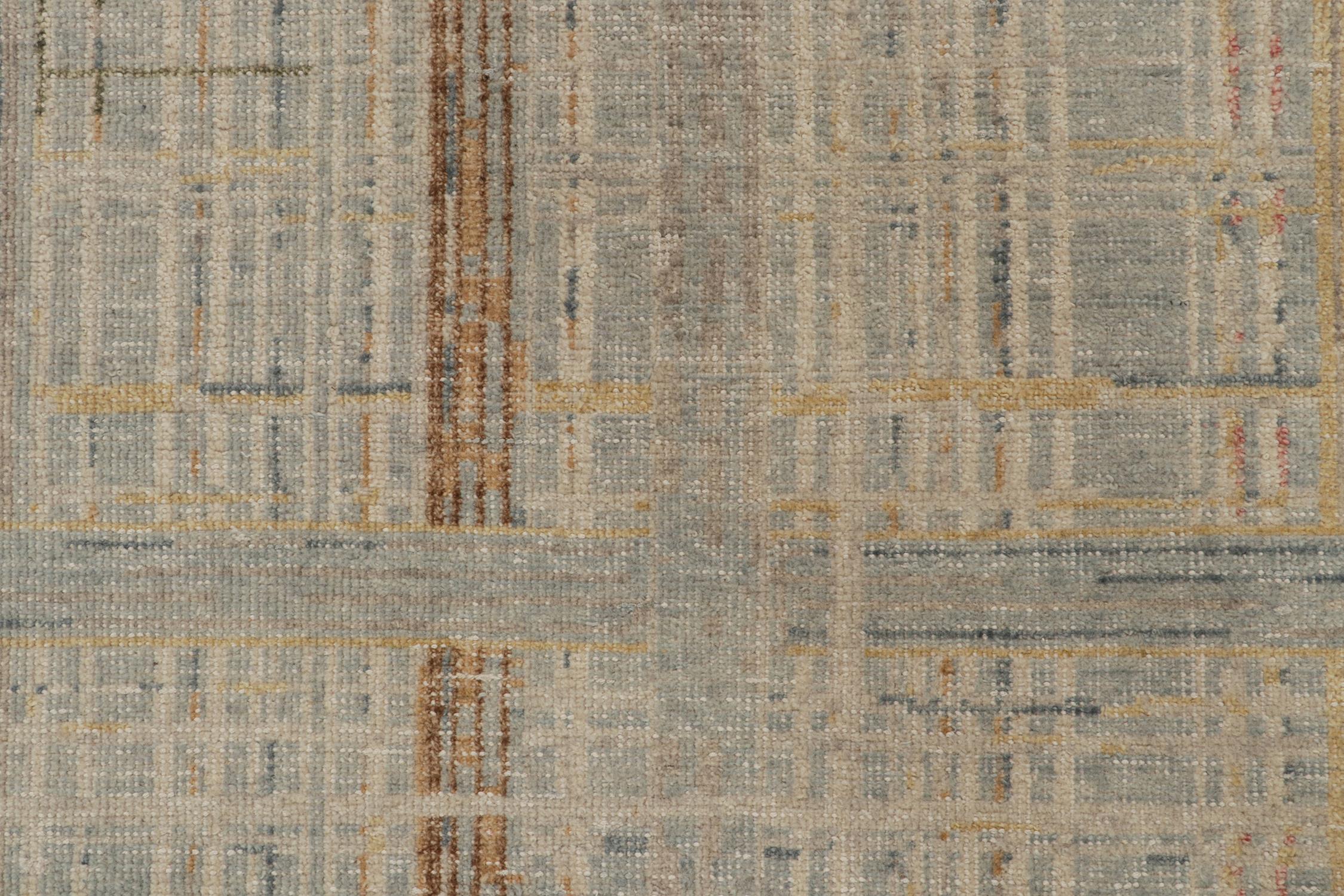 Rug & Kilim’s Distressed Style Abstract Rug in Polychromatic Geometric Pattern In New Condition For Sale In Long Island City, NY