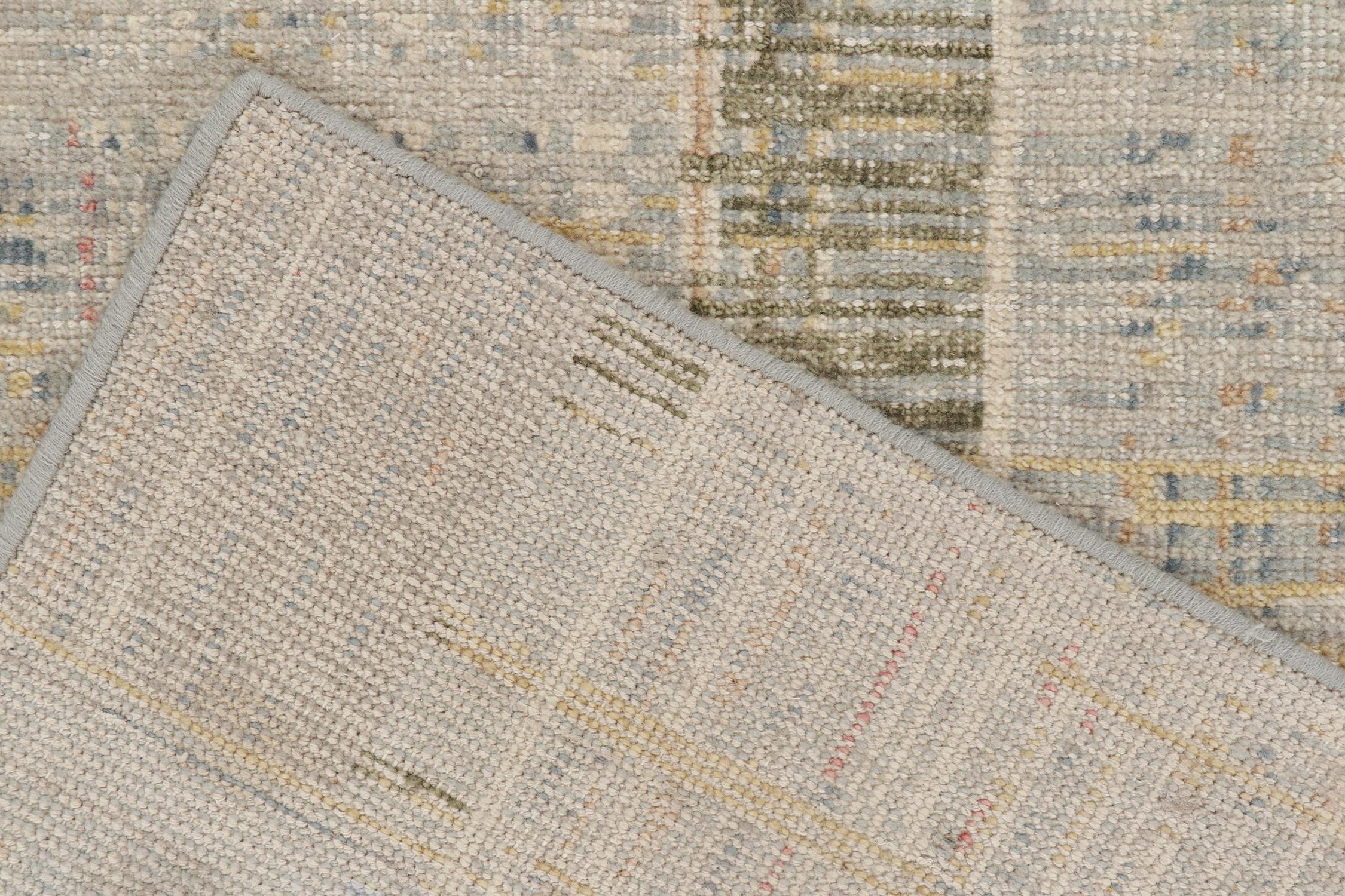 Contemporary Rug & Kilim’s Distressed style Abstract Rug in Polychromatic Geometric Pattern For Sale