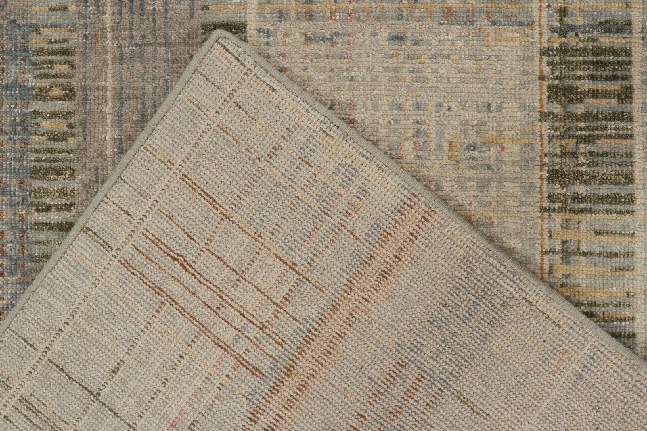 Contemporary Rug & Kilim’s Distressed Style Abstract Rug in Polychromatic Geometric Pattern For Sale