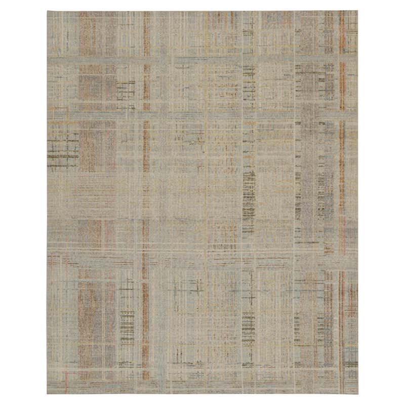 Rug and Kilim’s Distressed Abstract Rug With Polychromatic Geometric ...