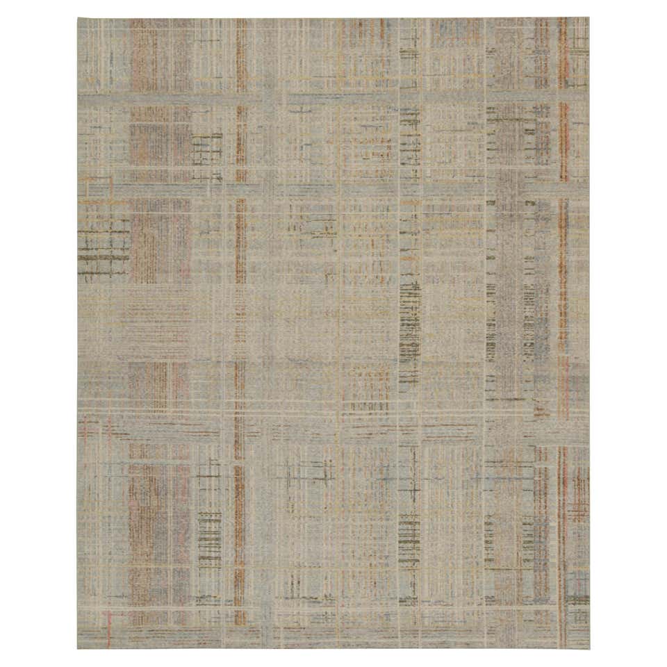 Rug and Kilim’s Distressed Abstract Rug With Polychromatic Geometric ...