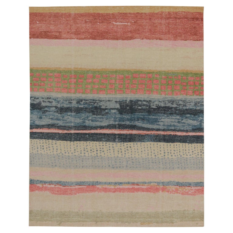 Polychromatic Pattern Rug and Kilim’s Distressed style Abstract Rug in Polychromatic Pattern ...