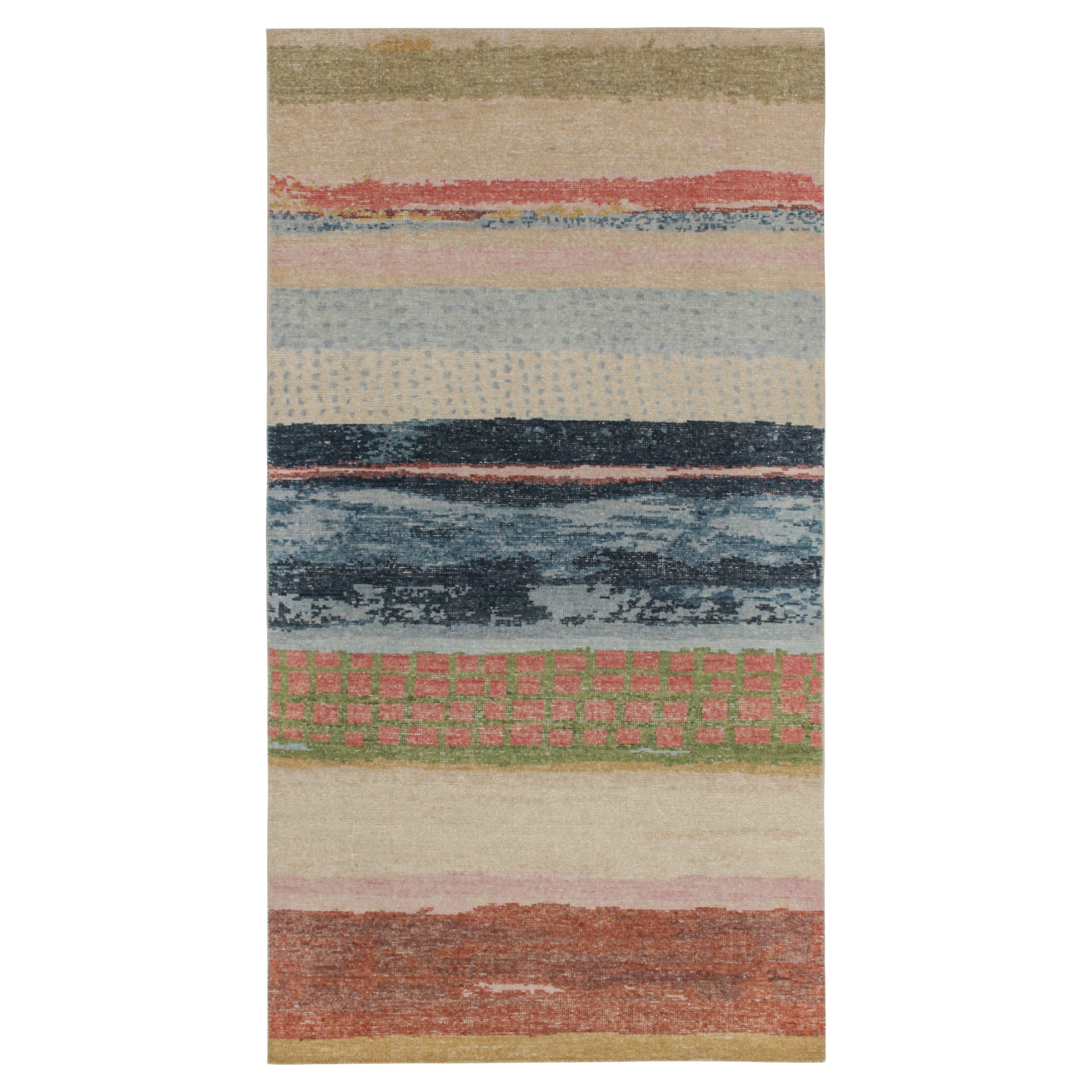 Rug & Kilim’s Distressed style Abstract Rug in Polychromatic Pattern For Sale