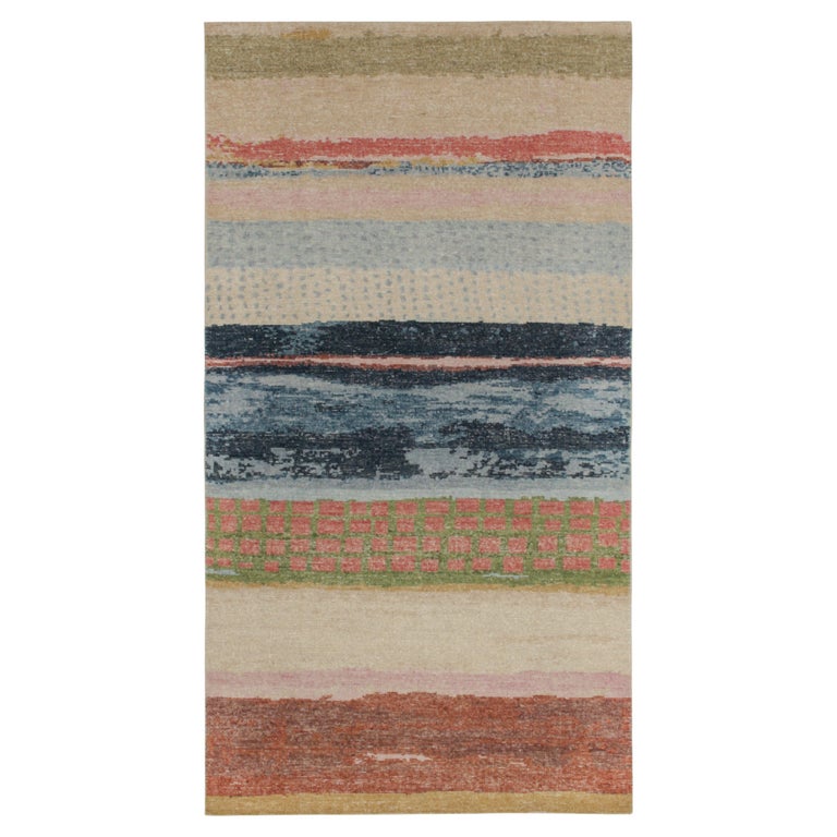 Polychromatic Pattern Rug and Kilim’s Distressed style Abstract Rug in Polychromatic Pattern ...
