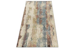 Rug & Kilim's Distressed Style Abstract Rug in White, Blue, Beige-Brown Pattern