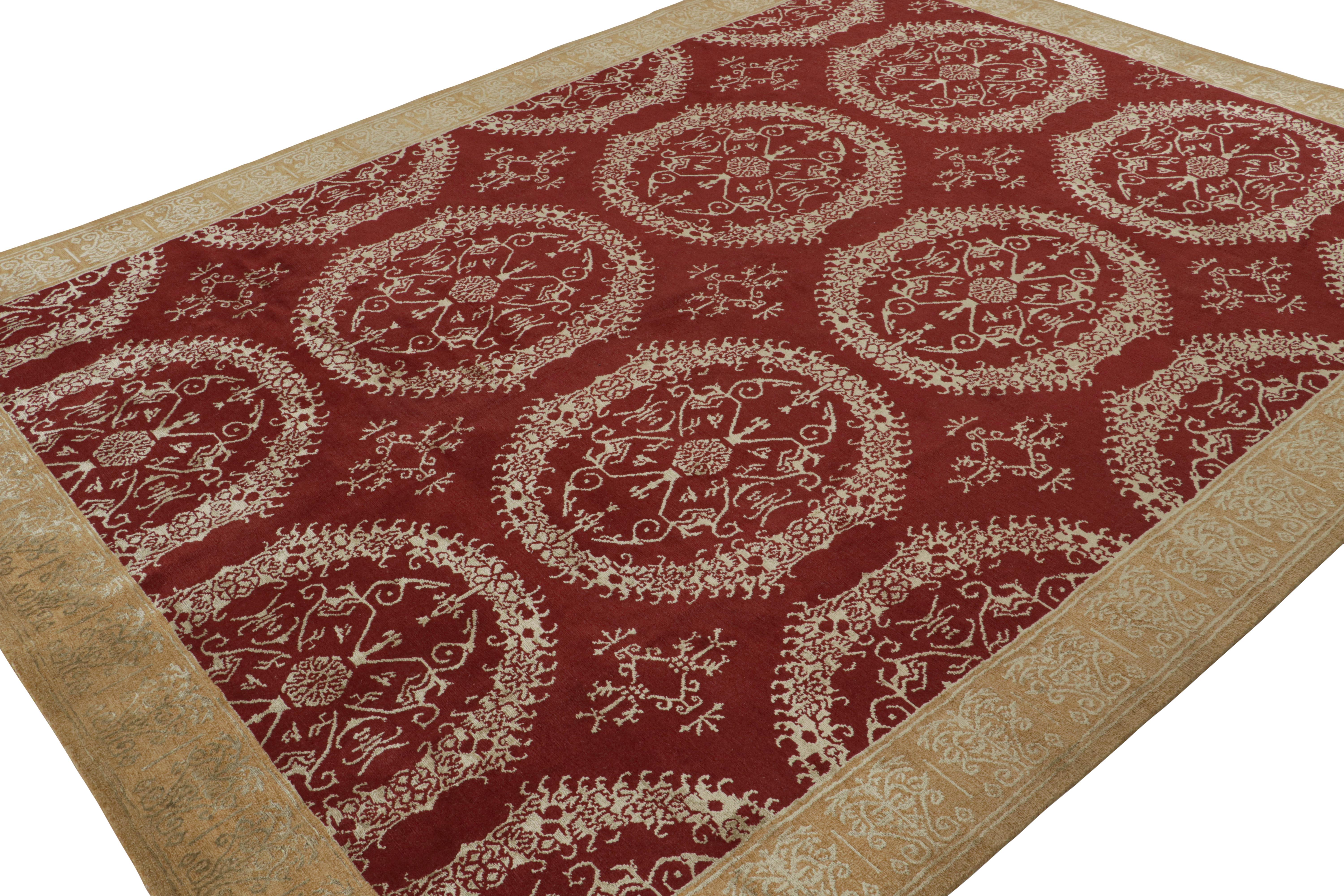 Dieser 8x10 große zeitgenössische Teppich aus luxuriöser Wolle-Seide-Mischung ist eine Neuheit in der europäischen Teppichkollektion von Rug & Kilim und wurde von Hand gewebt. Diese Ergänzung der 