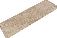 Rug & Kilim’s Distressed Style Abstract Runner in Beige-Brown Geometric Pattern
