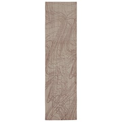 Rug & Kilim’s Distressed Style Abstract Runner in Beige-Brown Geometric Pattern