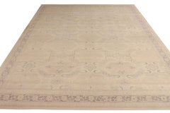 Rug & Kilim’s Distressed Style Classic Rug in Beige-Brown Geometric Pattern