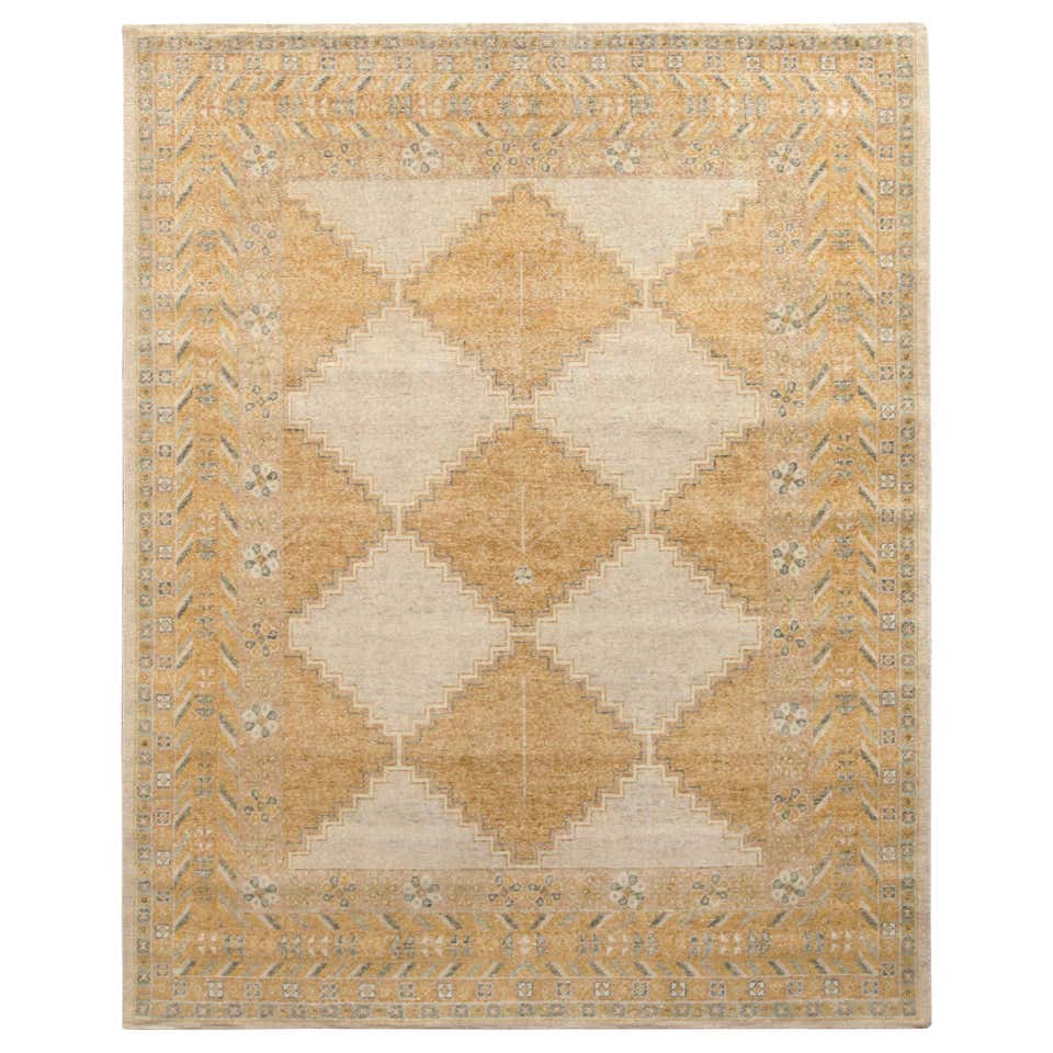 Rug and Kilim’s Distressed Style Custom Rug in Gray, Beige-Brown ...
