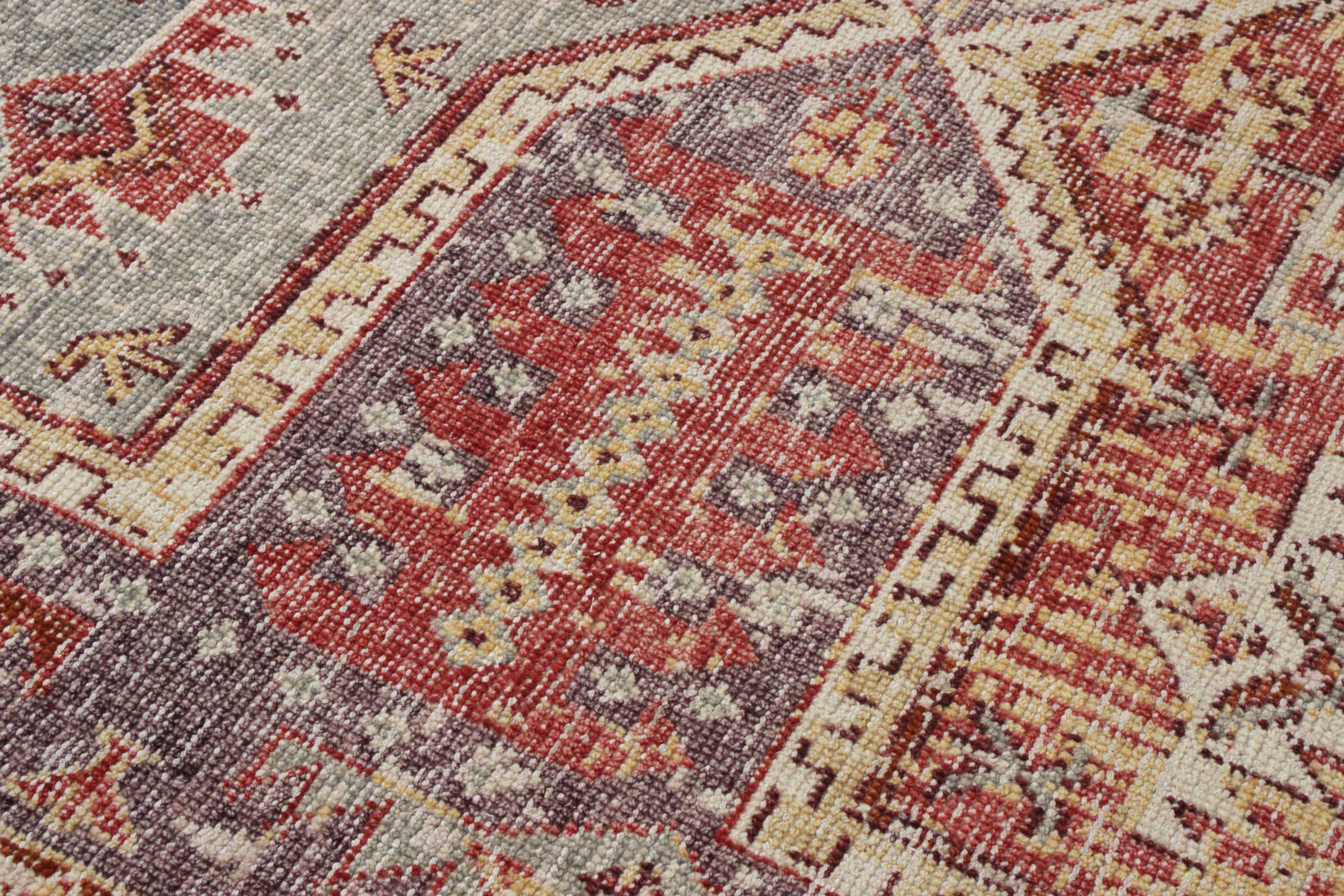 Other Rug & Kilim’s Distressed Style Custom Rug in Blue, Red, Yellow Tribal Pattern For Sale