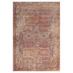 Tapis personnalisé Distressed Style de Rug & Kilim à motif tribal bleu, rouge et jaune