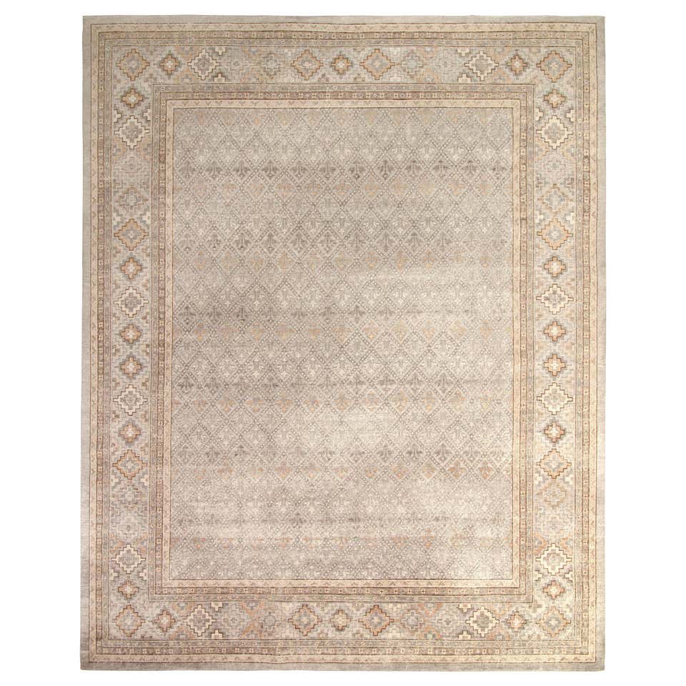 Rug and Kilim’s Distressed Style Custom Rug in Grey, Beige-Brown ...