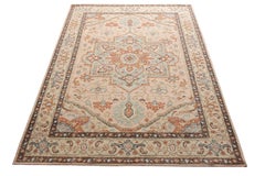 Rug & Kilim’s Distressed Style Custom Rug in Pink, Blue Medallion Pattern