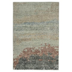 Rug & Kilim’s Distressed Style Gift-Size Abstract Rug in Blue, Beige and Gray