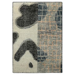 Rug & Kilim’s Distressed Style Gift-Size Abstract Rug in Gray, White and Black