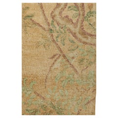 Rug & Kilim’s Distressed Style Gift-Size Rug in Beige-Brown and Green Florals