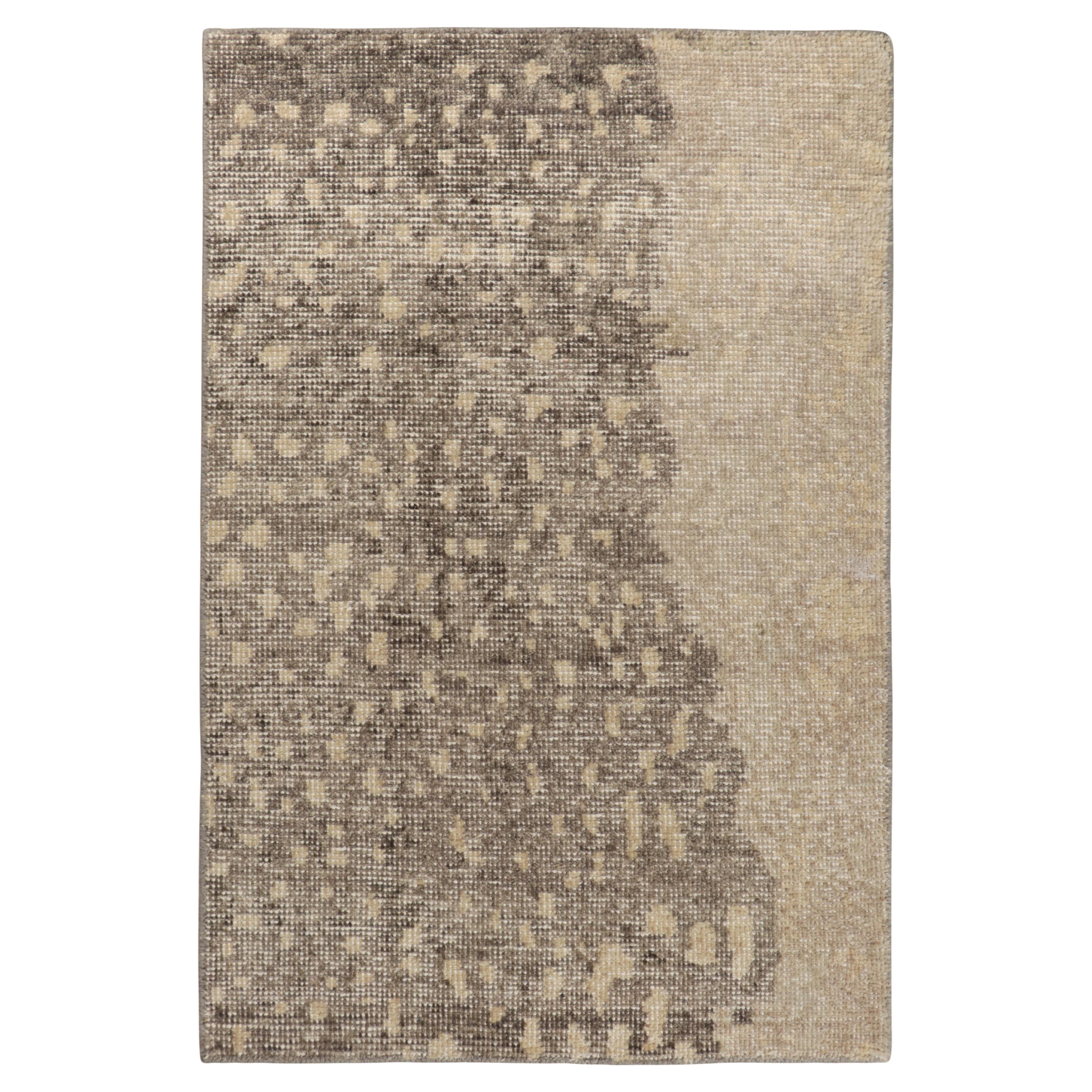 Rug & Kilim’s Distressed Style Gift-Size Rug in Beige-Brown Patterns