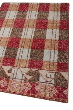 Rug & Kilim’s Distressed Style Gift-Size Rug in Beige-Brown, Red and Blue
