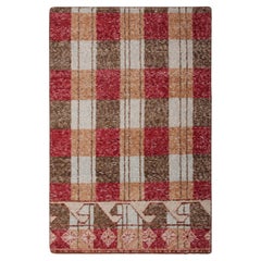Rug & Kilim’s Distressed Style Gift-Size Rug in Beige-Brown, Red and Blue