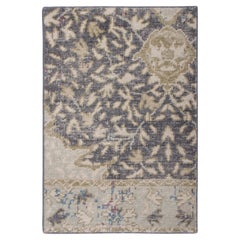 Tapis & Kilims - Tapis taille cadeau de style vieilli à motif floral bleu, beige et brun