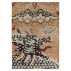 Rug & Kilim’s Distressed Style Gift-Size Rug in Blue Dragon Pictorials