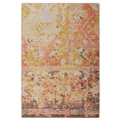 Rug & Kilim’s Distressed Style Gift-Size Rug in Red, Gold and Beige-Brown