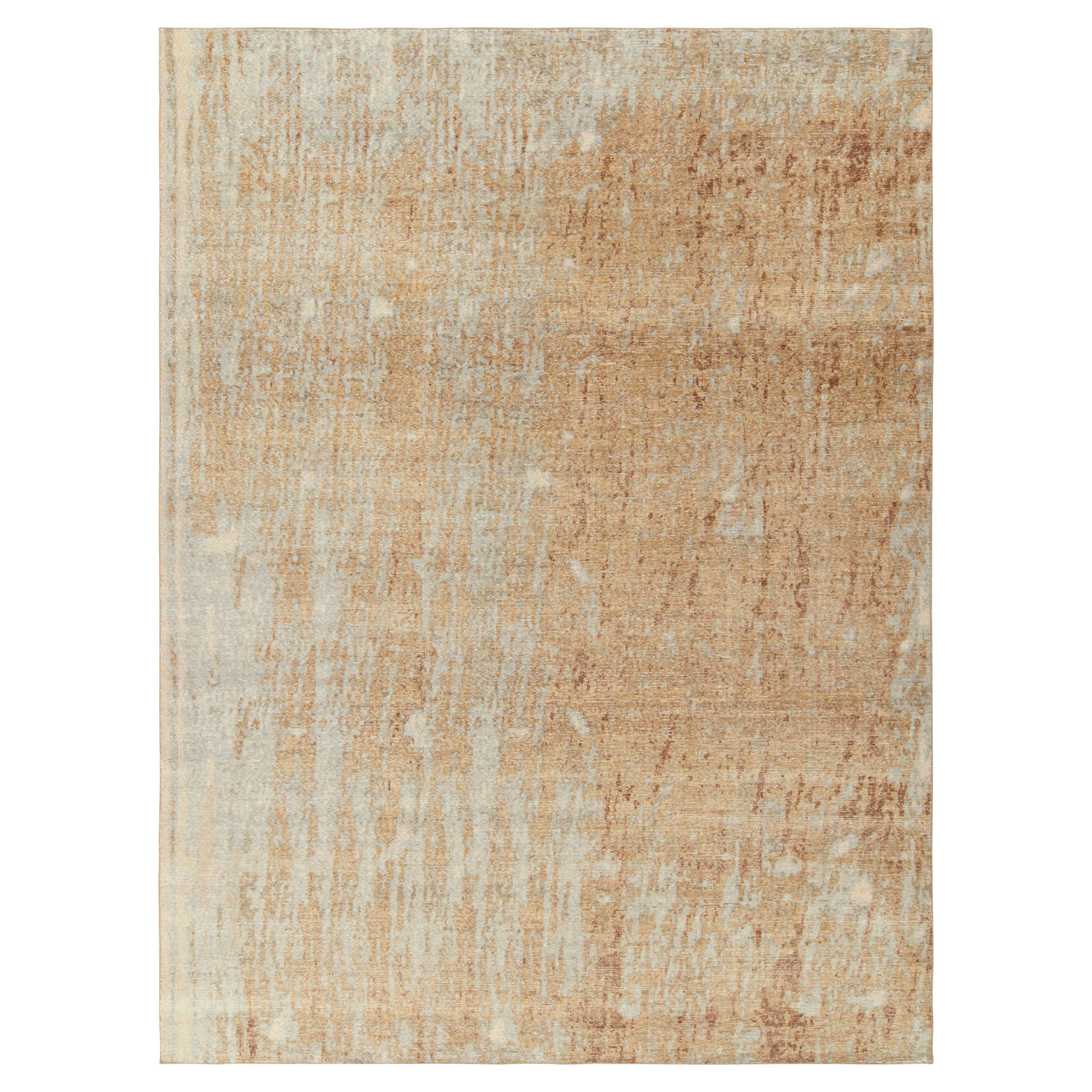 Tapis & Kilim''s Tapis moderne vieilli à motif extensible abstrait beige-marron
