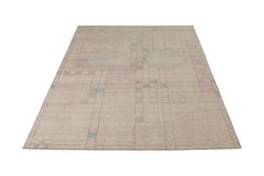 Alfombra moderna de estilo desgastado Rug & Kilim con estampado decó beige integral