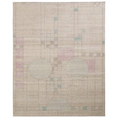 Teppich & Kilims Moderner Teppich im Distressed-Stil mit beigem All-Over-Deco-Muster