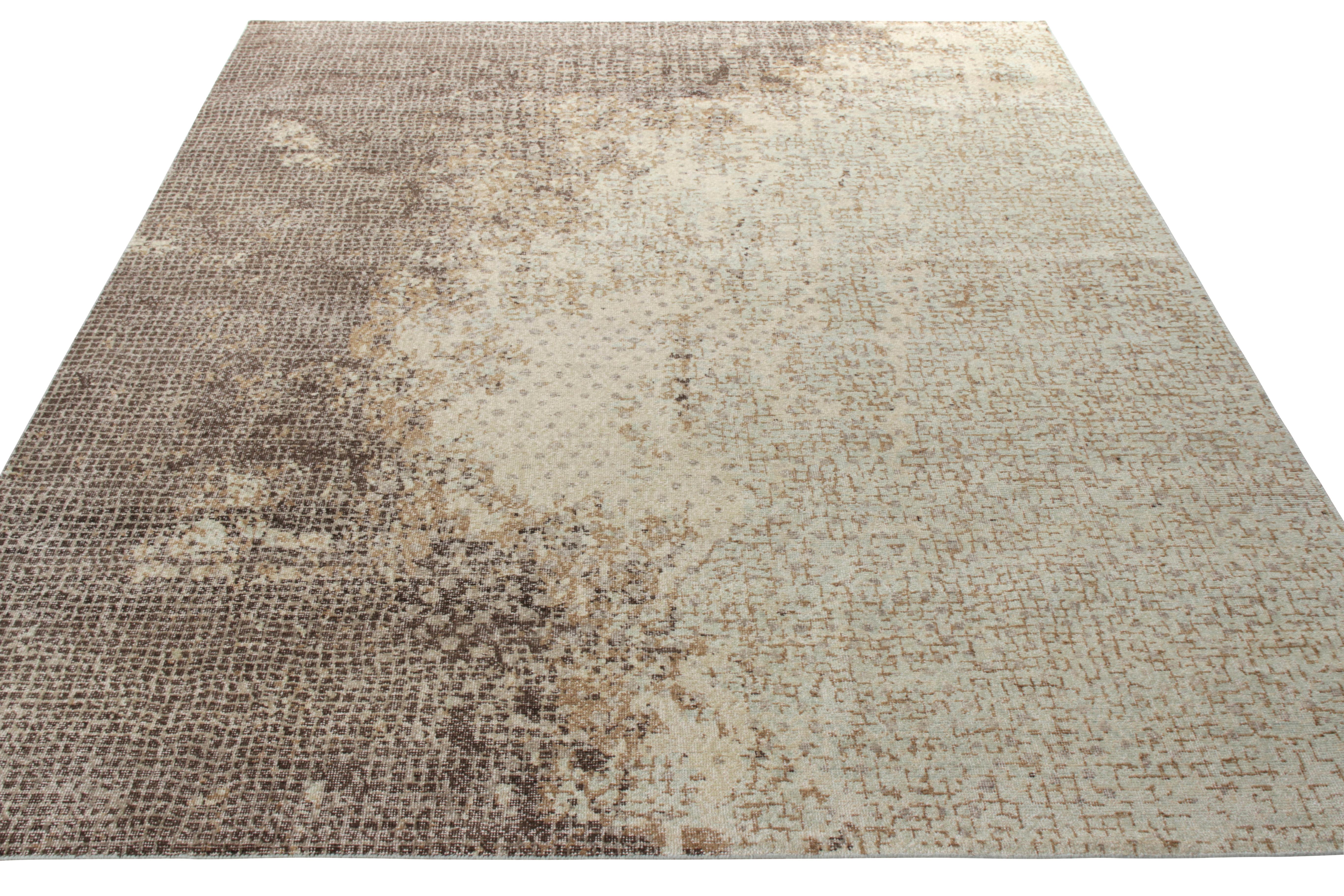 Rug & Kilim presents a delicious 9x12 take on distressed style from its Homage collection. Bearing the signature traits of our exclusive Dots Line, the rug witnesses a scintillating abstract pattern that manifests with beige-brown dots scattered on