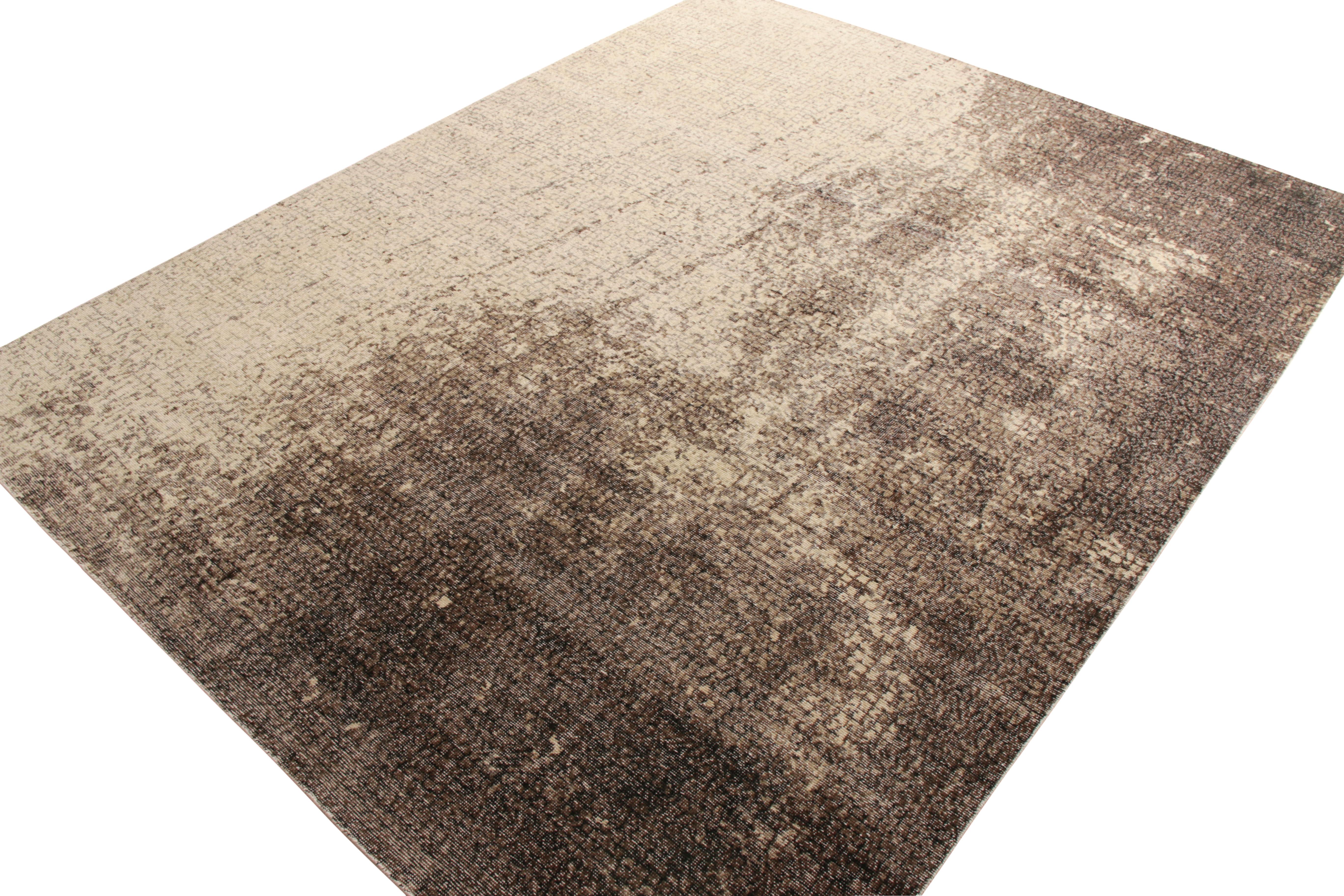 Other Rug & Kilim’s Distressed Style Modern Rug in Beige-Brown Abstract Pattern For Sale