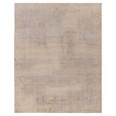 Rug & Kilim's Distressed Style Modern Rug in Beige-Braun, Blau Abstraktes Muster