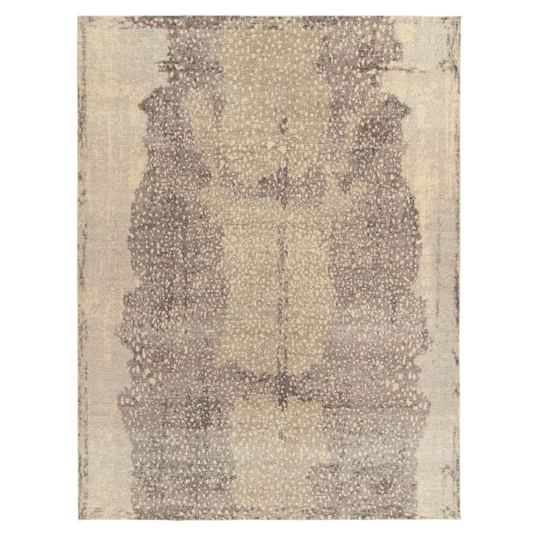 Rug & Kilim's Distressed Style Modern Rug in Beige, Grey Abstract Pattern For Sale