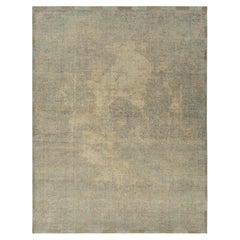 Alfombra moderna de estilo desgastado Rug & Kilim en azul y estampado abstracto beige