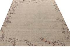 Rug & Kilim's Distressed Style Modern Rug in Cream, Brown, Golden Open Field