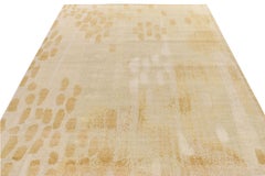 Rug & Kilim's Distressed Style Modern Rug in Cream, Gold, White Dots Pattern