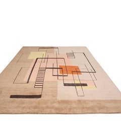 Rug & Kilim's Distressed Style Modern Rug in Cream, Gold, White Dots Pattern