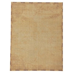 Rug & Kilim's Distressed Style Modern Rug in Gold, Brown Abstract Pattern