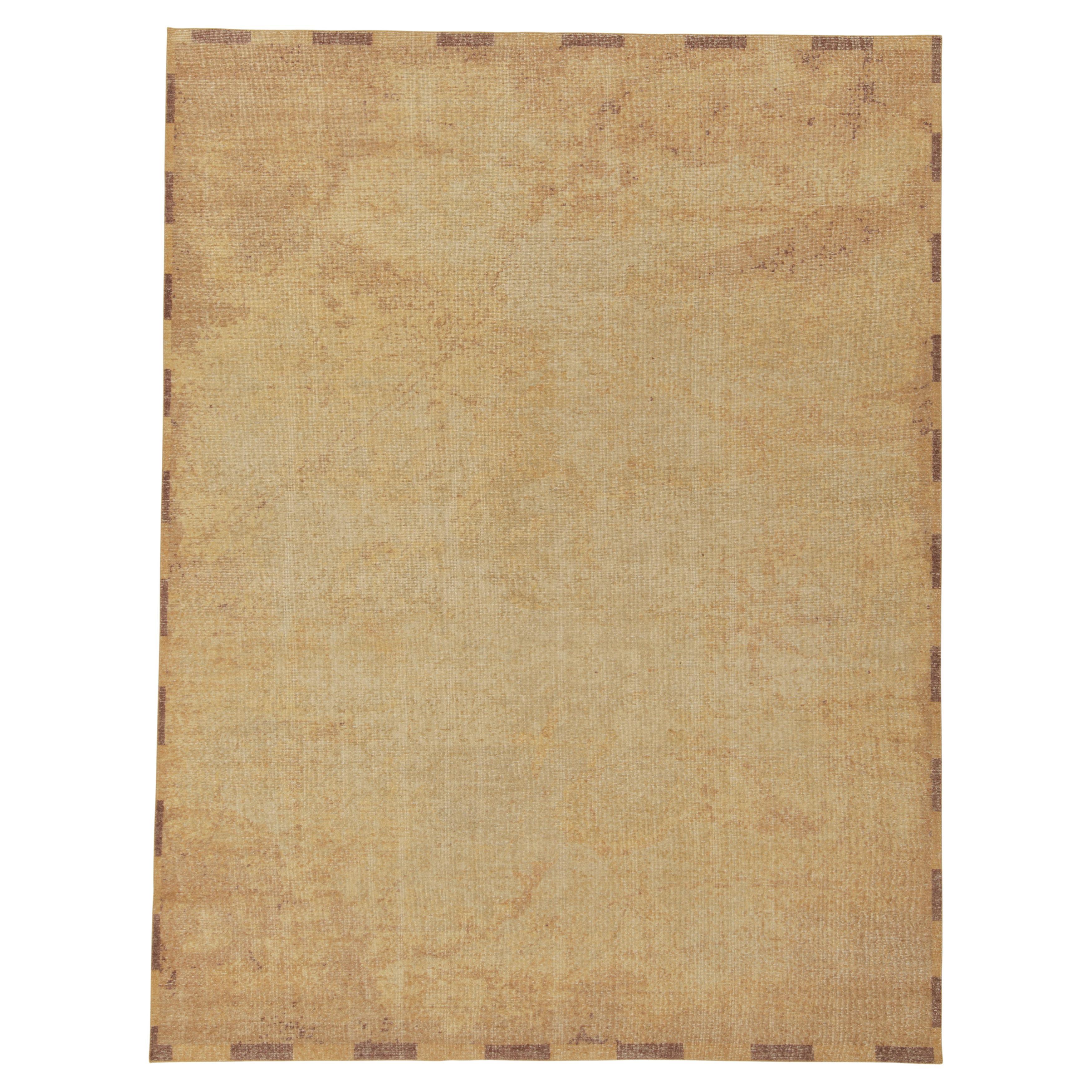 Rug & Kilim - Tappeto moderno in stile distressed con motivo astratto oro e marrone