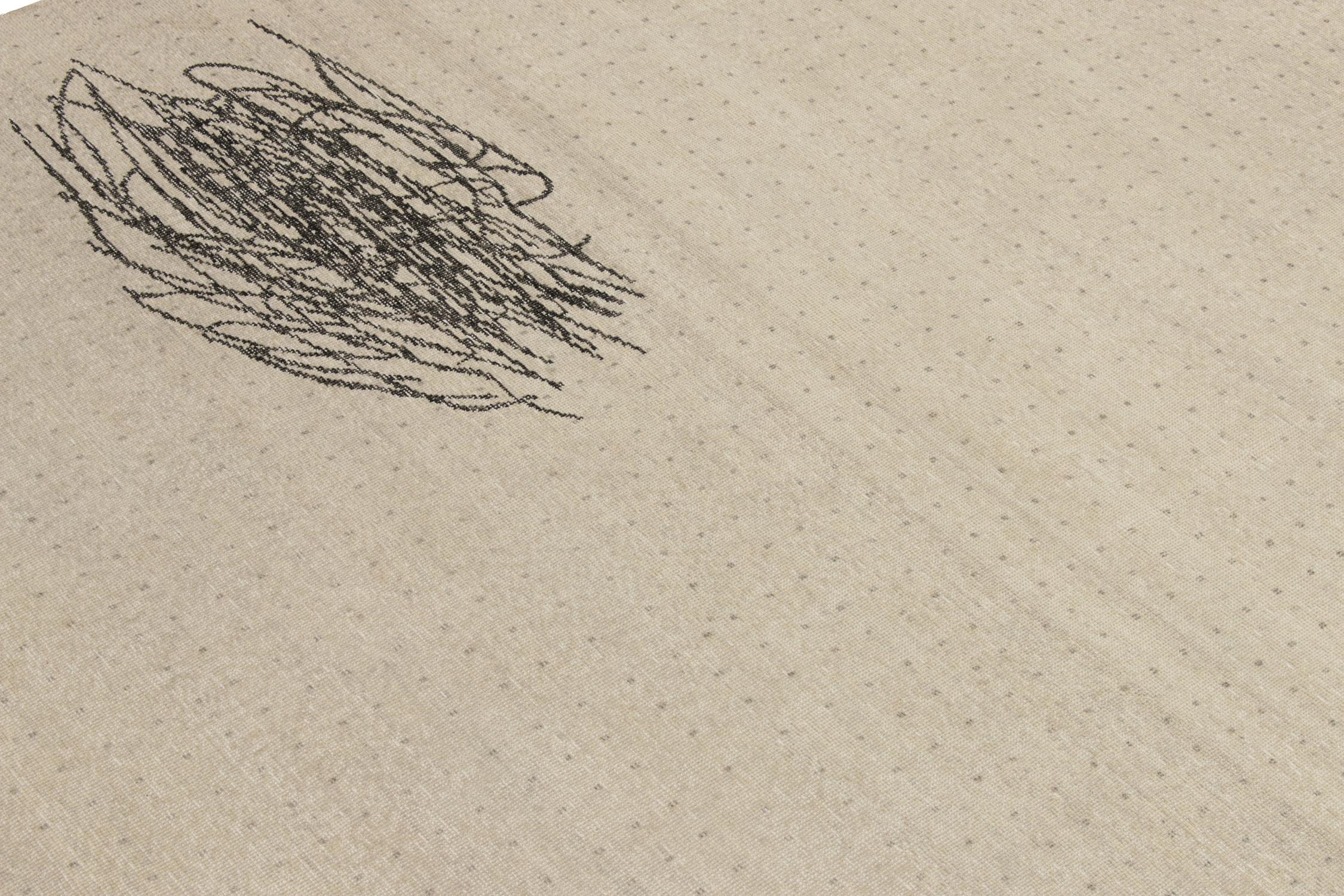 Rug & Kilims moderner Teppich im Distressed-Stil in Grau und Schwarz mit abstraktem Muster (Handgeknüpft) im Angebot