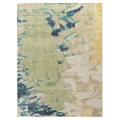Alfombra moderna de estilo desgastado Rug & Kilim de color verde y estampado abstracto beige-marrón