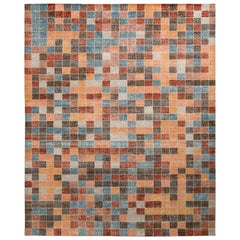 Rug & Kilim: Tappeto moderno in stile degradato con motivo multicolore rosa e blu