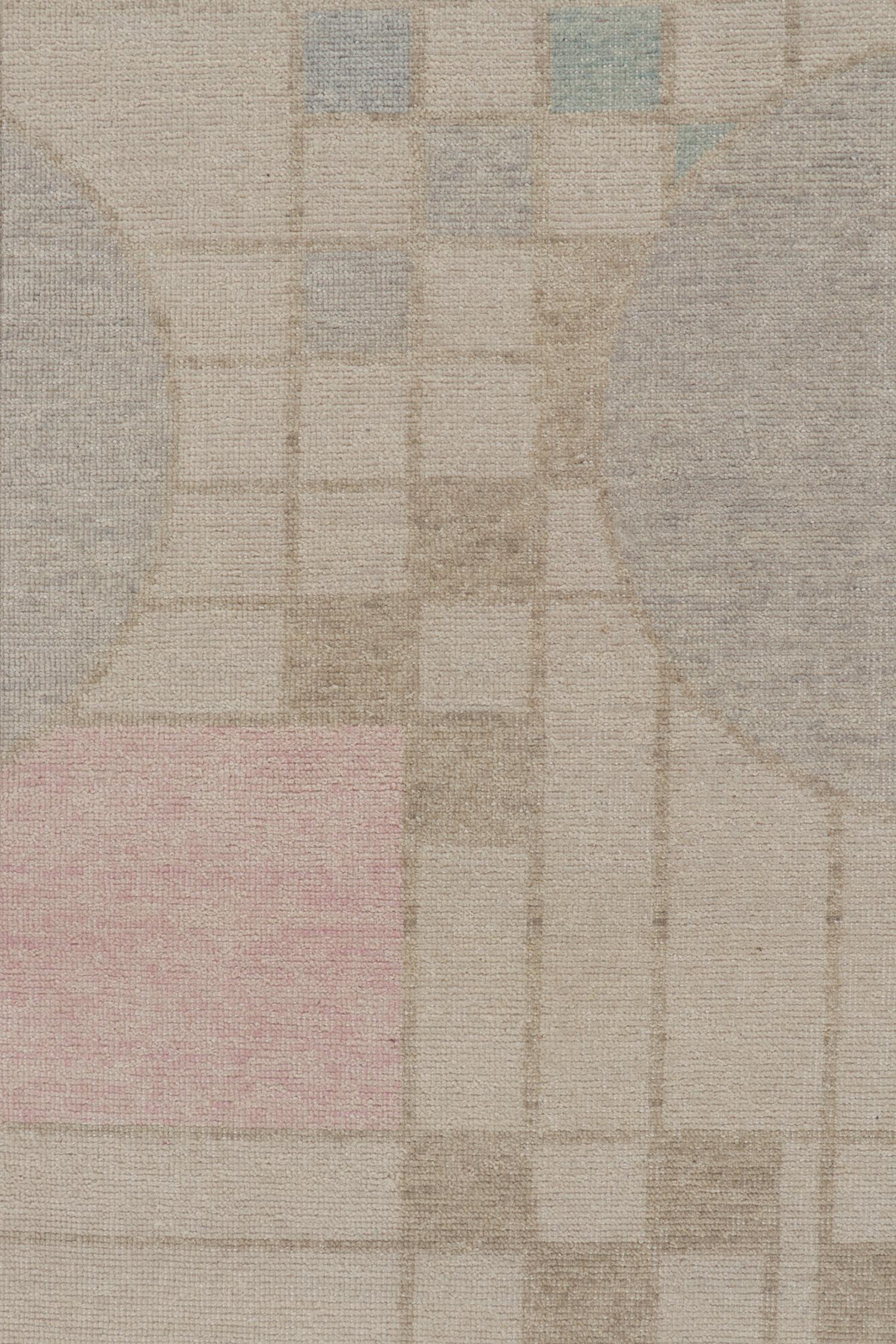 Rug & Kilim’s Distressed Style Modern Rug in Polychromatic Geometric Patterns In New Condition For Sale In Long Island City, NY