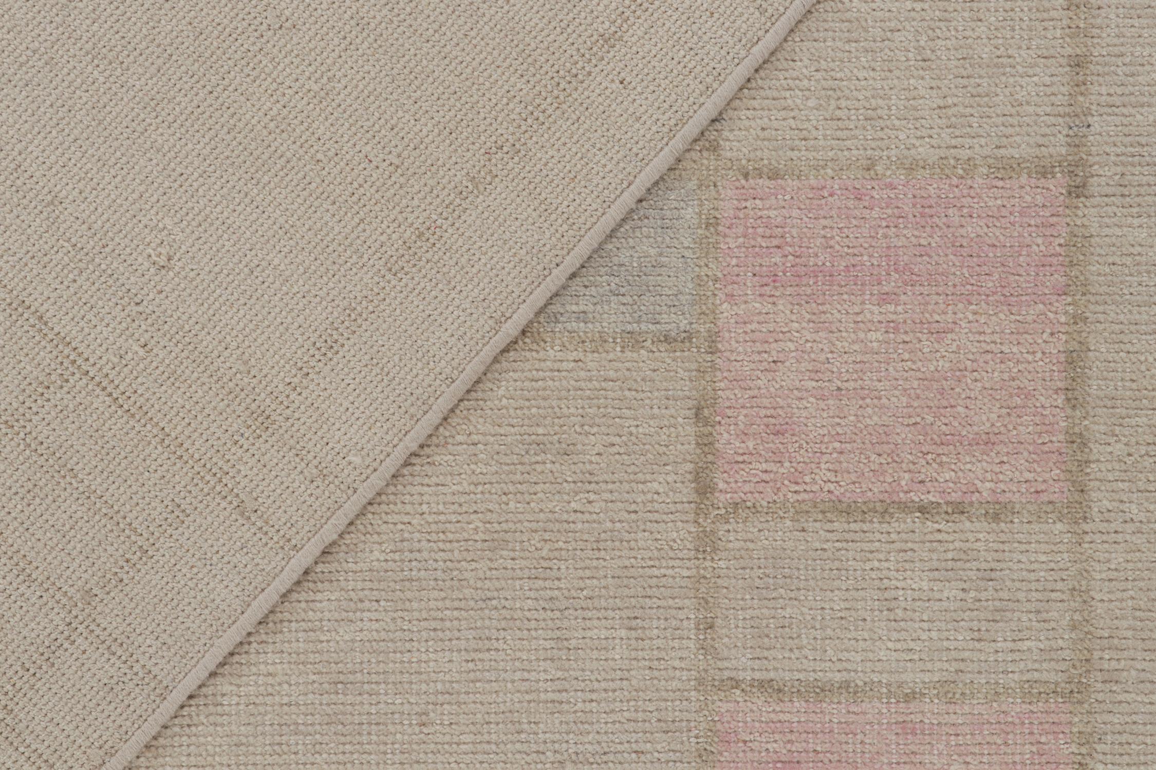 Contemporary Rug & Kilim’s Distressed Style Modern Rug in Polychromatic Geometric Patterns For Sale