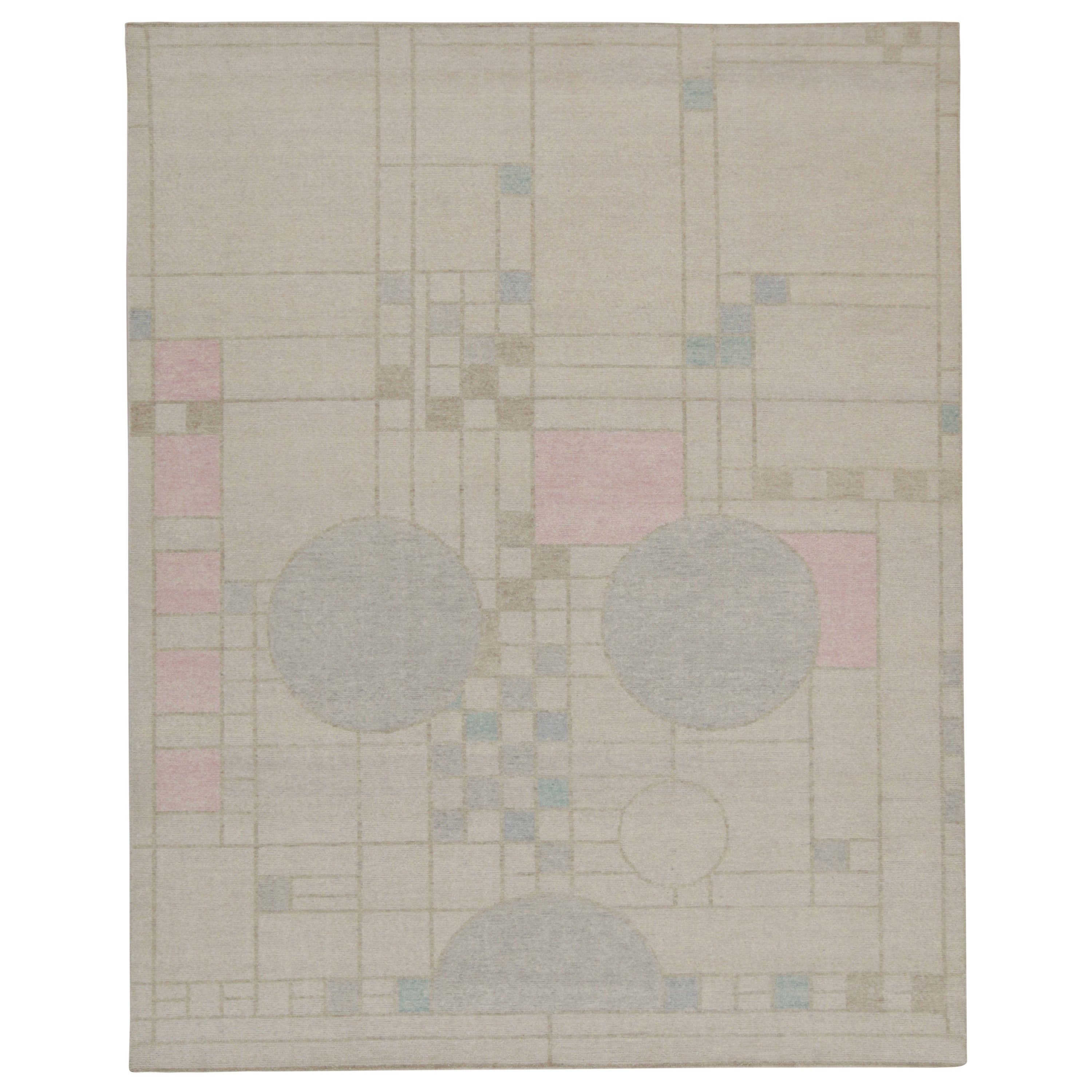 Rug & Kilim’s Distressed Style Modern Rug in Polychromatic Geometric Patterns