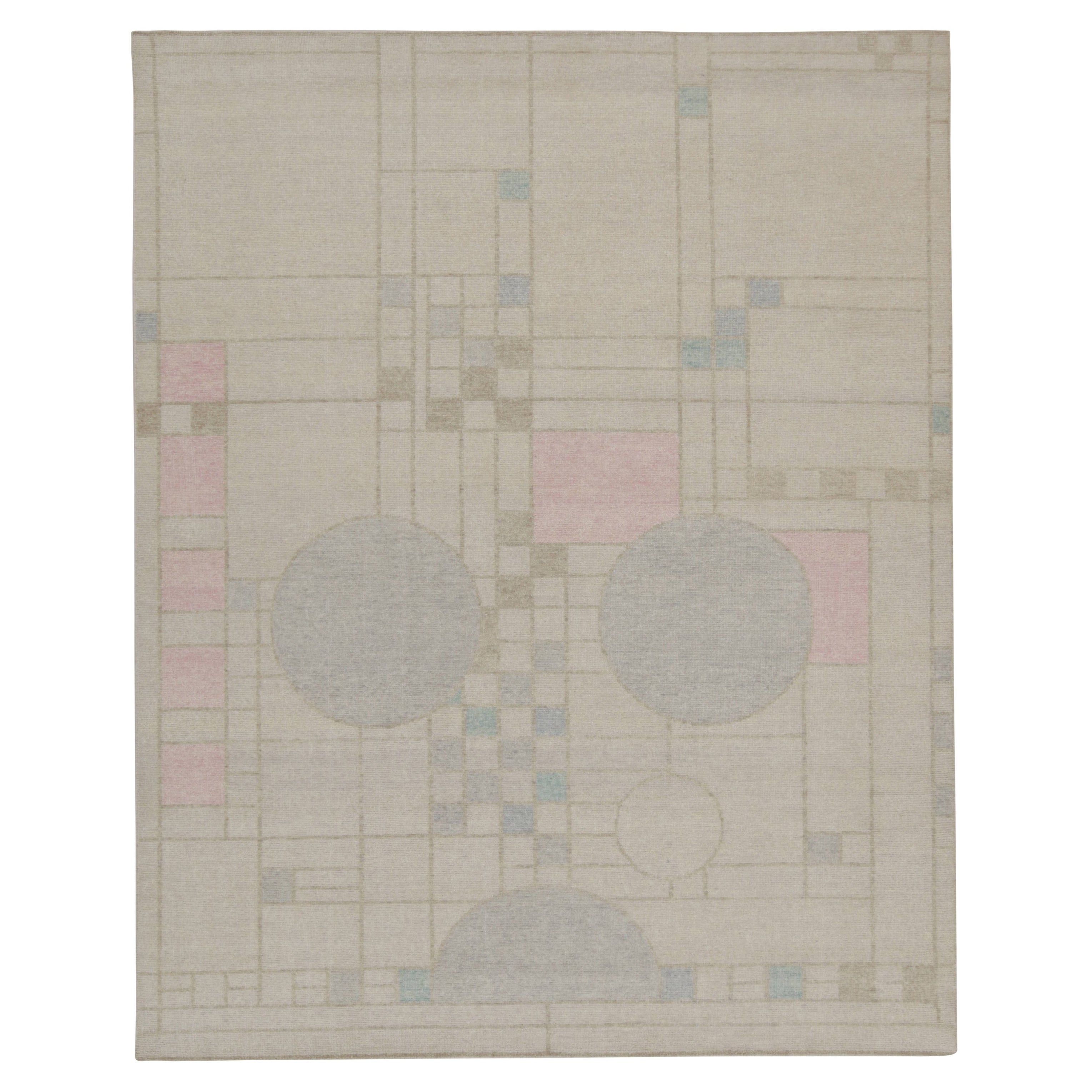 Rug & Kilim’s Distressed Style Modern Rug in Polychromatic Geometric Patterns For Sale