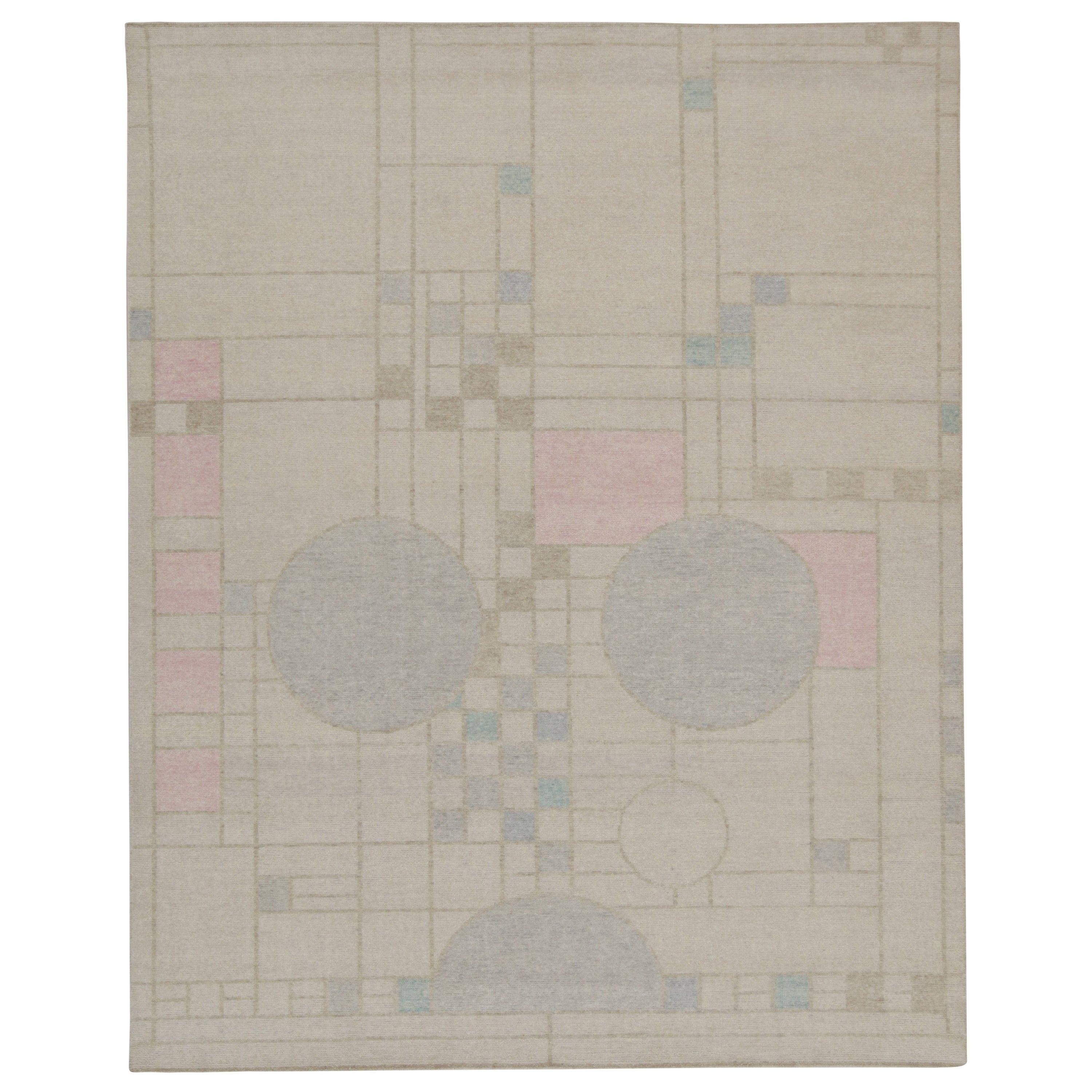 Rug & Kilim's Distressed Style Modern Rug in Polychromatic Geometric Patterns (tapis moderne de style vieilli aux motifs géométriques polychromes) en vente
