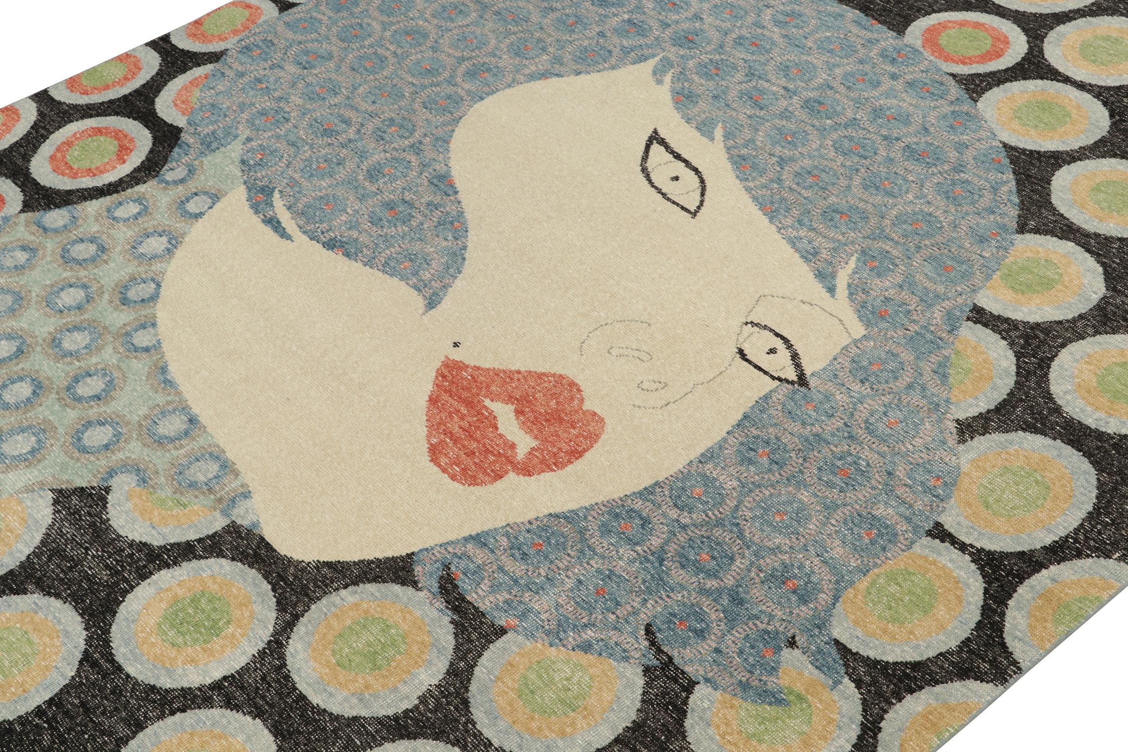 Rug & Kilim's Distressed Style Modern Rug in Polychromatic Pictorial (Handgeknüpft) im Angebot
